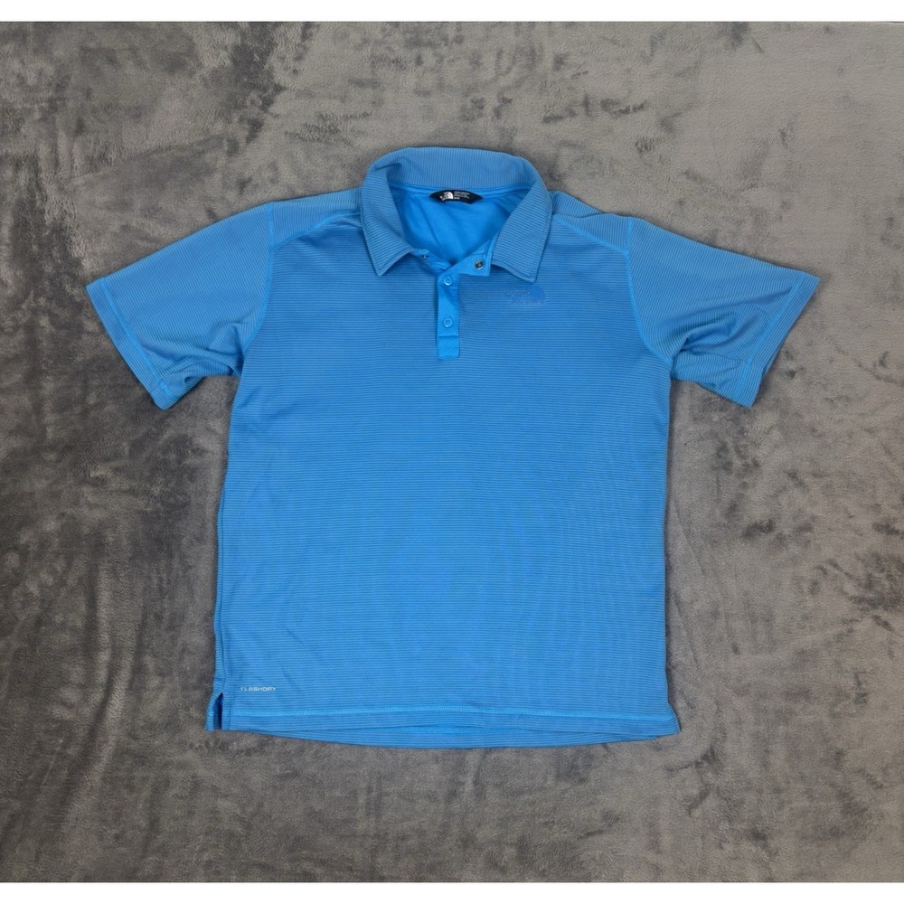 The‎ North Face Polo Shirt Mens Medium Blue FlashDry Performance Hiking Golf